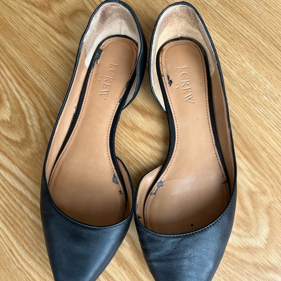 COPY - J. Crew Black Leather Pointed Toe Flats Size 7 - Picture 2 of 7